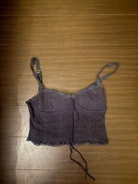 Edikted Purple Lace Trim Cropped Tank